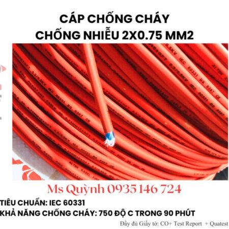 Cáp chống cháy chống nhiễu 2×0.75 mm2 Fr Altek Kabel, tín hiệu báo cháy