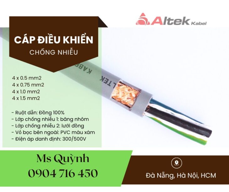 Cáp điều khiển tín hiệu 4×1.0, 4×1.5 Altek Kabel Đà Nẵng, Hà Nội