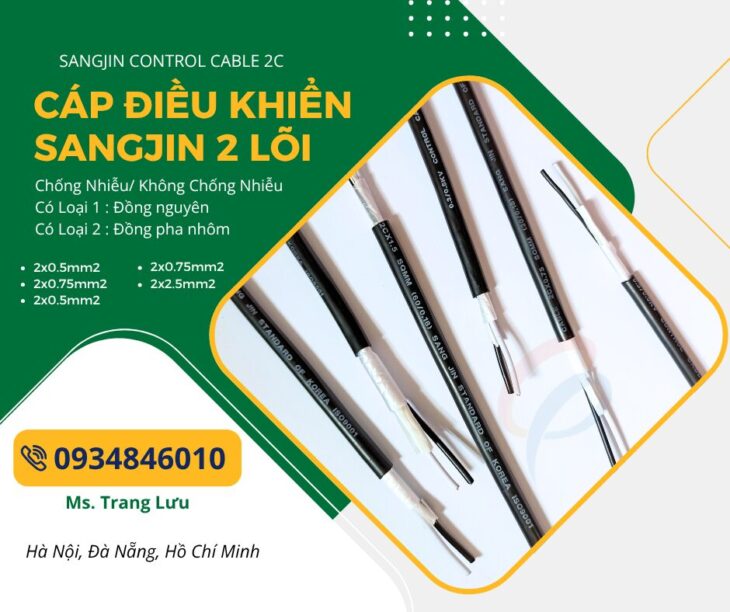 Cáp điều khiển Sangjin 2×0.5/2×0.75/2×1.25/2×1.5/2×2.5