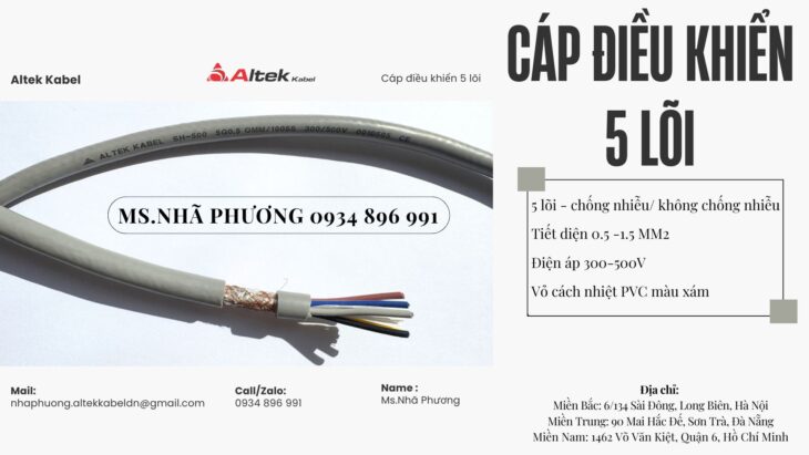 Cáp Điều Khiển 5×0.5 mm2 Đà Nẵng – Hà Nội – Hồ Chí Minh