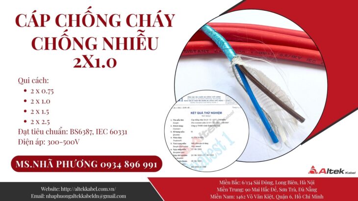 Cáp Chống Cháy Chống Nhiễu 2×1.5 mm2 Altek Kabel Đà Nẵng, Hà Nội, HCM
