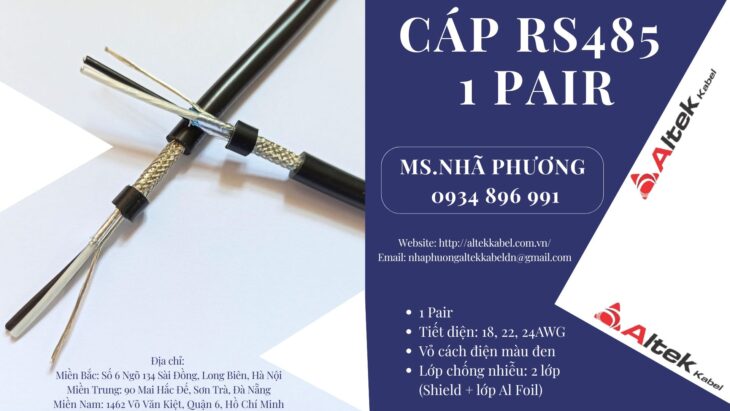 CÁP TRUYỀN THÔNG RS485 1 PAIR 24 AWG ĐÀ NẴNG – HÀ NỘI – HCM