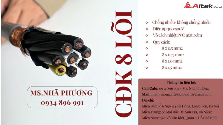 Cáp Tín Hiệu 8X 1.0 mm2 Dùng Trong Hệ Thống Điều Khiển Quy Nhơn, Khánh Hòa, Gia Lai