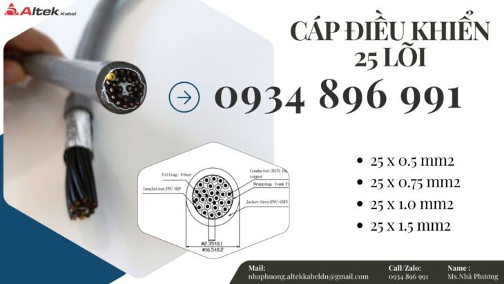 Cáp Tín Hiệu 25X 1.0 mm2 Dùng Trong Hệ Thống Điều Khiển Hải Phòng, Hà Nội