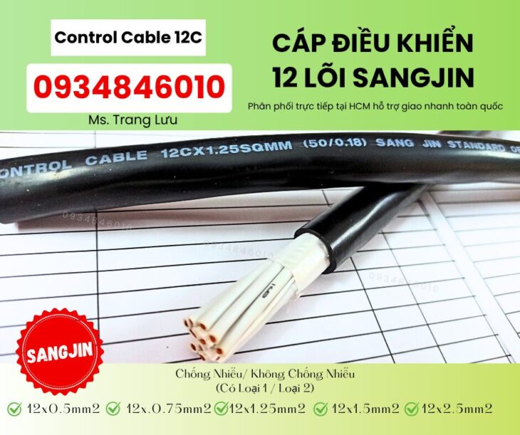 Cáp điều khiển Sangjin 12×0.5/12×0.75/12×1.25/12×1.5/12×2.5