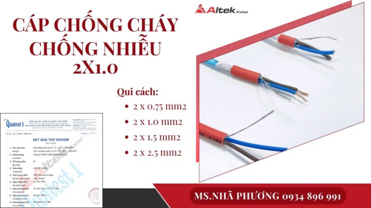 Cáp Chống Cháy Chống Nhiễu 2×1.5 mm2 Altek Kabel Đà Nẵng, Hà Nội, HCM