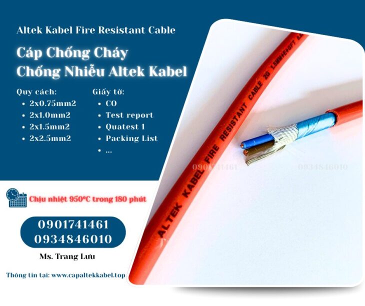 Cáp chống cháy chống nhiễu Altek Kabel 2×0.75/2×1.0/2×1.5/2×2.5