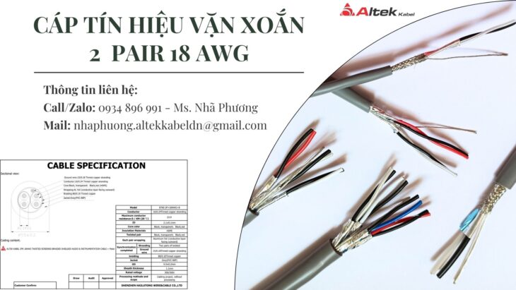 CÁP TÍN HIỆU VẶN XOẮN ALTEK KABEL 2 PAIR 18 AWG CÓ SẴN.