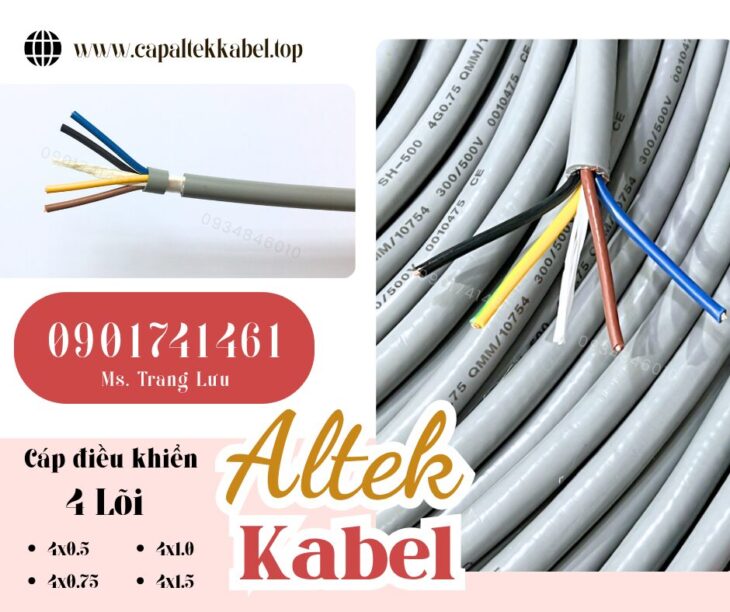 Cáp điều khiển 4×0.5/4×0.75/4×1.0/4×1.5 Altek Kabel chính hãng