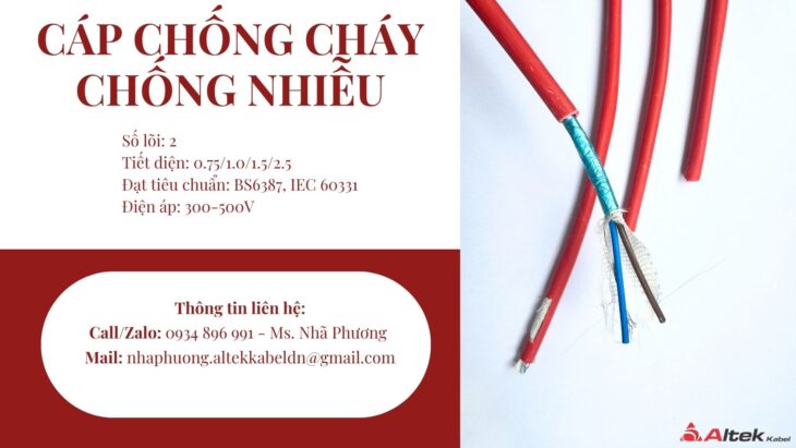 Cáp Tín Hiệu Chống Cháy Chống Nhiễu 2×2.5 mm2 Altek Kabel