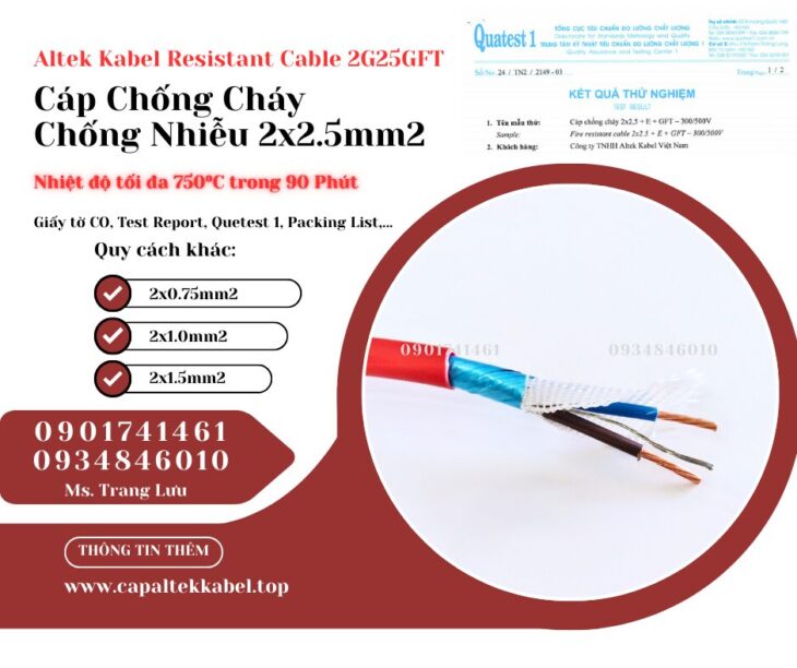 Cáp Chống Cháy Chống Nhiễu 2×2.5 Altek Kabel phân phối chính hãng