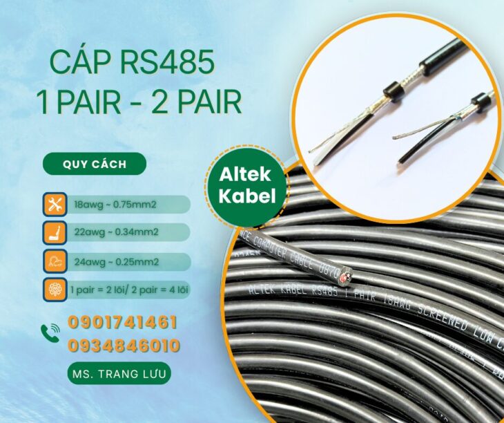 Cáp RS485 1pair 18awg/1pair 22awg/ 1pair 24awg/ 2pair 18awg/ 2pair 22awg/ 2pair 24awg