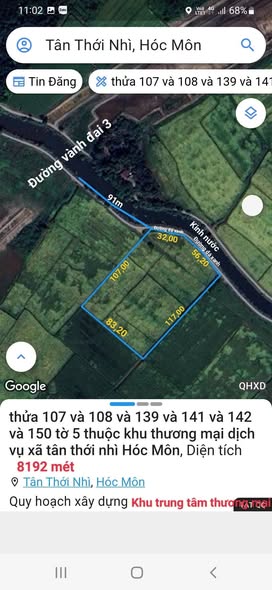 Bán đất mặt tiền 83x107m giá 2,5 triệu/m2 Đường Kênh 3, Gần Làng Đại Học