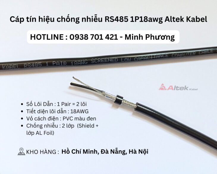 Cáp tín hiệu chống nhiễu RS485 1p18awg Altek Kabel Đà Nẵng, Quảng Bình, Hồ Chí Minh