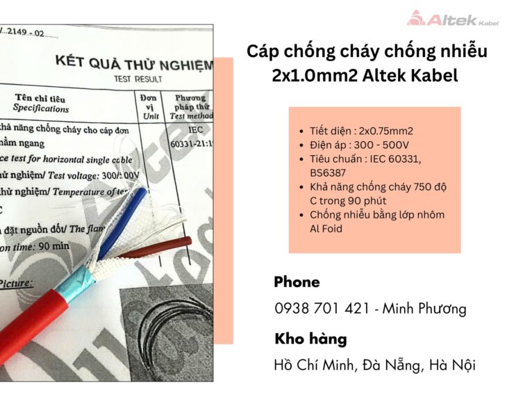 Cáp chống cháy chống nhiễu Altek Kabel 2×1.0mm2 Đà Nẵng, Lâm Đồng, Huế