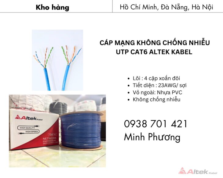 Cáp mạng không chống nhiễu UTP cat6 Altek Kabel Đà Nẵng, Quy Nhơn, Gia Lai