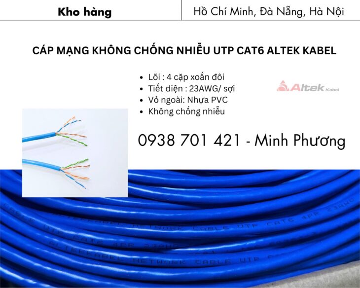 Cáp mạng không chống nhiễu UTP cat6 Altek Kabel Đà Nẵng, Quy Nhơn, Gia Lai