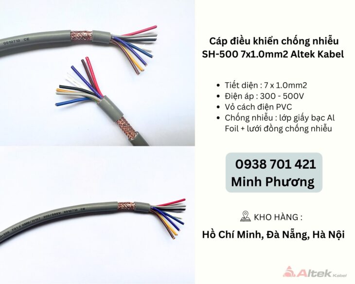 Cáp điều khiển chống nhiễu SH-500 7×1.0mm2 Altek Kabel Đà Nẵng, Hà Nội, Hải Phòng