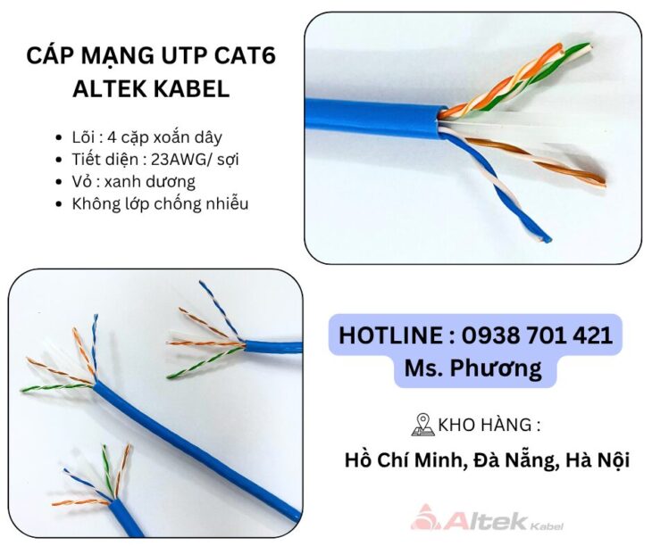 Cáp mạng UTP Cat6 Altek Kabel tại Đà Nẵng, Hà Nội, Hồ Chí Minh