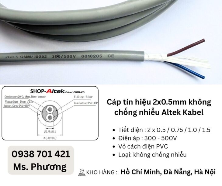 Cáp tín hiệu 2 lõi không chống nhiễu Altek Kabel tại Đà Nẵng, Hà Nội, Hồ Chí Minh