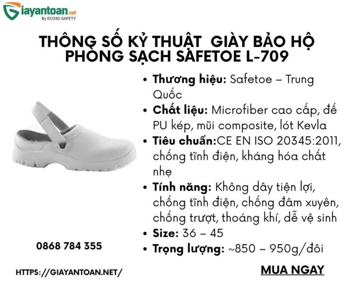 GIÀY BẢO HỘ PHÒNG SẠCH SAFETOE L-7096