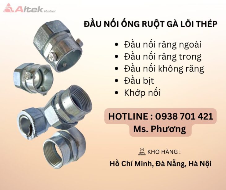 Ống ruột gà lõi thép bọc nhựa PVC và đầu nối tại Đà Nẵng, Hà Nội, Hồ Chí Minh