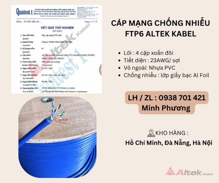Cáp mạng chống nhiễu FTP5e, FTP6 Altek Kabel Đà Nẵng, Hà Nội, Hồ Chí Minh