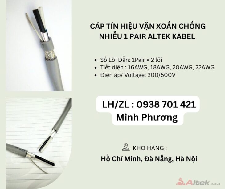 Cáp tín hiệu vặn xoắn chống nhiễu 1 Pair Altek Kabel Đà Nẵng, Hà Nội, Hồ Chí Minh