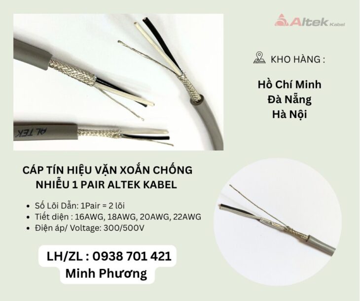 Cáp tín hiệu vặn xoắn chống nhiễu 1 Pair Altek Kabel Đà Nẵng, Hà Nội, Hồ Chí Minh