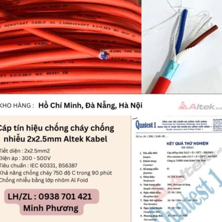 Cáp tín hiệu chống cháy chống nhiễu 2×2.5mm Altek Kabel Đà Nẵng, Hà Nội, Hồ Chí Minh