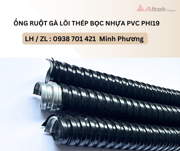 Ống ruột gà lõi thép bọc nhựa PVC Phi19 Đà Nẵng, Hà Nội, Quảng Nam