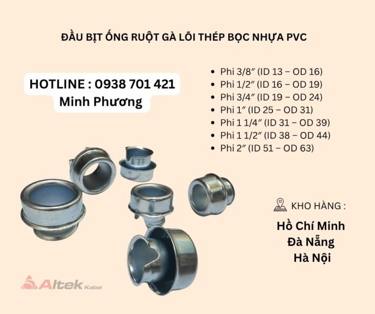 Phụ kiện ống ruột gà lõi thép bọc nhựa PVC Đà Nẵng, Hà Nội, Quảng Bình