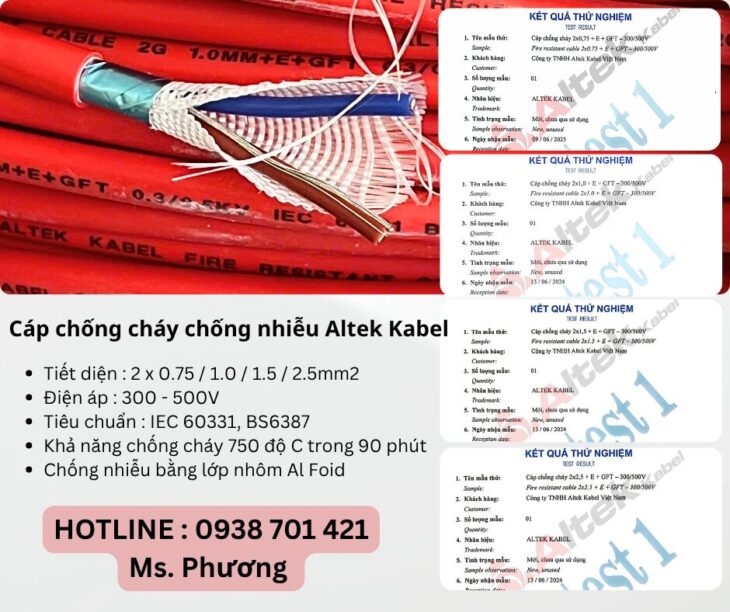 Cáp chống cháy chống nhiễu 2 lõi Altek Kabel Đà Nẵng, Hà Nội, Hồ Chí Minh