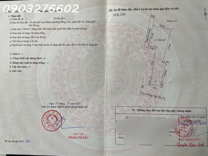 Cơ hội dự án vàng nhà con đường tại Ngô Gia Tự, Hải An, 120 triệu/m2, 198m2