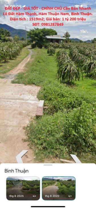 ĐẤT ĐẸP – GIÁ TỐT – CHÍNH CHỦ Cần Bán Nhanh Lô Đất Hàm Thạnh, Hàm Thuận Nam, Bình Thuận.