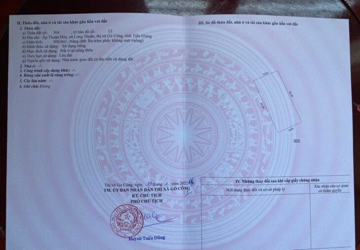 ĐẤT ĐẸP – ĐẦU TƯ SINH LỜI – Chính Chủ Bán Đất xã Long Thuận, Gò Công, Tiền Giang