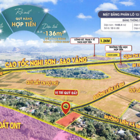 Ra mắt bảng hàng 13 lô đất trung tâm HỢP TIẾN giá chỉ từ 2xx triệu/lô