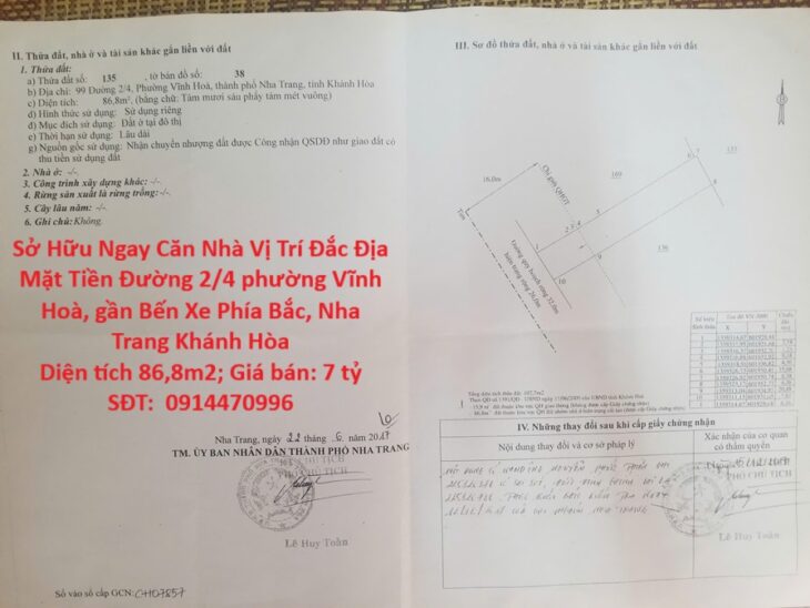 Sở Hữu Ngay Căn Nhà Vị Trí Đắc Địa Mặt Tiền Đường 2/4 phường Vĩnh Hoà, gần Bến Xe Phía Bắc