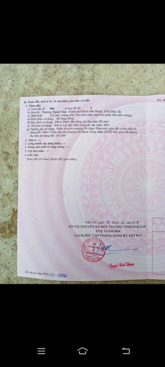 CHÍNH CHỦ CẦN BÁN ĐẤT PHƯỜNG THÀNH NHẤT – TP. BUÔN MA THUỘT