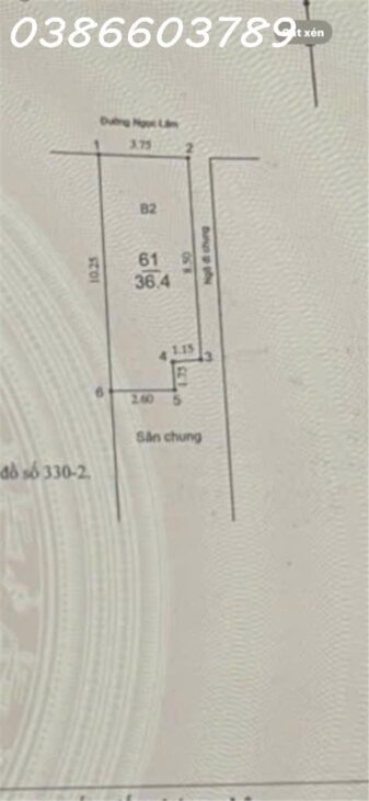 36.4m² (tầng 1) – Từ tầng 2 lên 53m² – Mặt phố Ngọc Lâm – Lô góc – 4 tầng – Mặt tiền 3.8m – giá 26