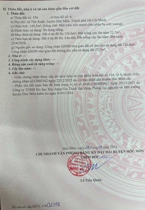 VỊ TRÍ ĐẮC ĐỊA – ĐẦU TƯ SINH LỜI – Cần Bán Lô Đất Mặt Tiền Xã Tân Xuân, Hóc Môn, HCM