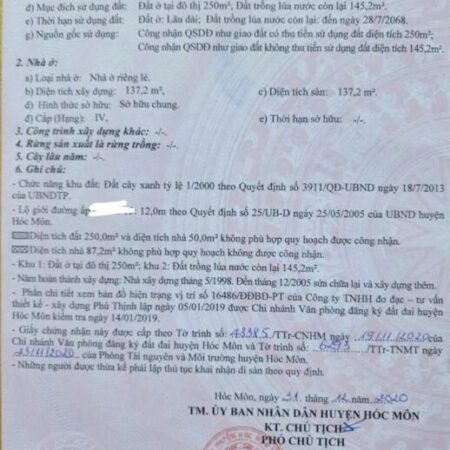 Chính Chủ Cần Bán Lô Đất Kèm Nhà Tại Xã Tân Xuân, Hóc Môn, Hồ Chí Minh