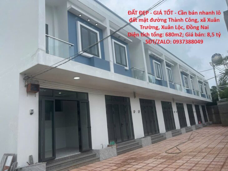 ĐẤT ĐẸP – GIÁ TỐT – Cần bán nhanh lô đất mặt đường Thành Công, xã Xuân Trường, Xuân Lộc, Đồng Nai