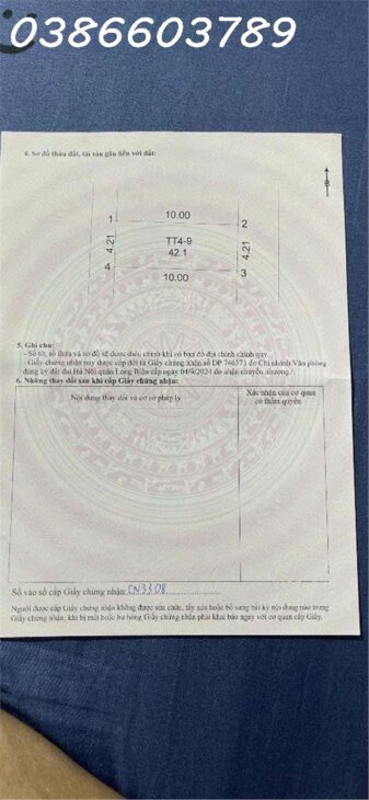 BÁN NHÀ ĐẤT 42.1M² – MẶT TIỀN 4.2M – 1 TẦNG – TDC NGỌC THỤY (TT4.09) – GIÁ 14.7 TỶ