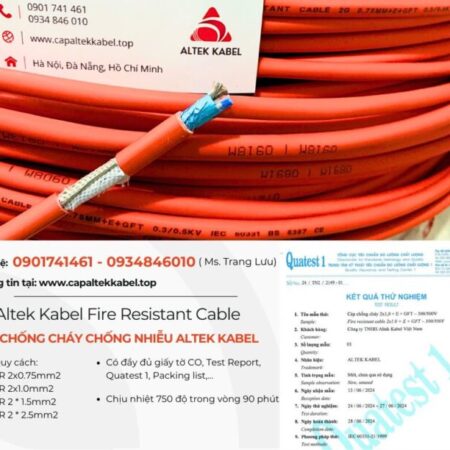 Cáp chống cháy chống nhiễu 2×0.75/ 2×1.0/ 2×1.5/ 2×2.5 Altek Kabel chính hãng