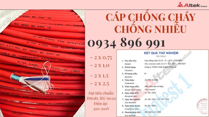 Dây Tín Hiệu Cáp Chống Cháy Chống Nhiễu 2×1.5 Mm2 KHÁNH HÒA, GIA LAI, BÌNH ĐỊNH