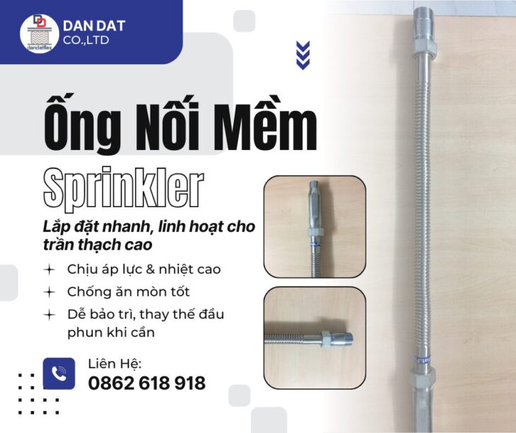 ống mềm sprinkler, ống mềm nối đầu phun sprinkler, ống mềm chữa cháy, ống mềm inox 304
