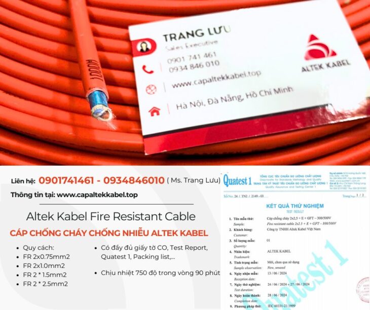 Cáp chống cháy chống nhiễu 2×0.75/ 2×1.0/ 2×1.5/ 2×2.5 Altek Kabel chính hãng