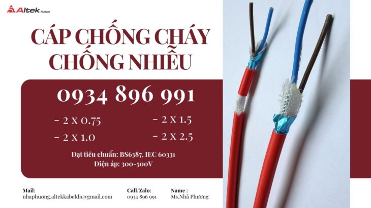 Cáp Chống Cháy Chống Nhiễu 2×1.0 Mm2 Sẵn Quảng Nam, Quảng Bình, Quảng Ngãi