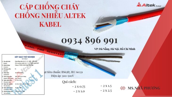 Dây Điện Chống Cháy Chống Nhiễu 2×1.0 Mm2, Bs6387, Iec 60331 Long An, Gia Lai, Bình Định.